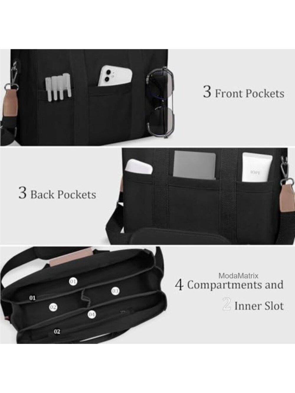 Canvas Tote Bag Multi Pockets Crossbody Shoulder Handbag for Women
